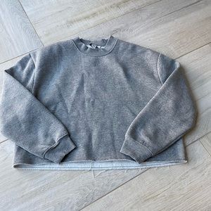 Topshop: Grey Cropped Crewneck Sweatshirt